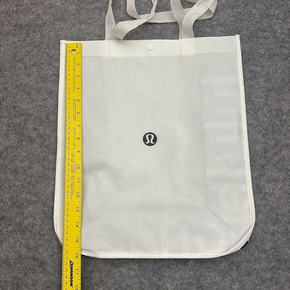 Lululemon Reusable Tote White Classic Shopping Bag Snap Closure Authentic - Picture 4 of 5